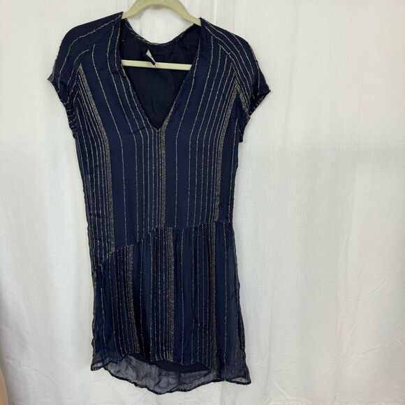 Zadig & Voltaire Racy Navy Blue Metal Shift Tunic Mini Dress S - Picture 3 of 11